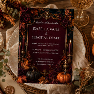 Gothic Autumn Pumpkin Wedding Invitation