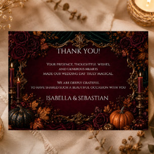 Gothic Autumn Pumpkin Wedding Thank You Card