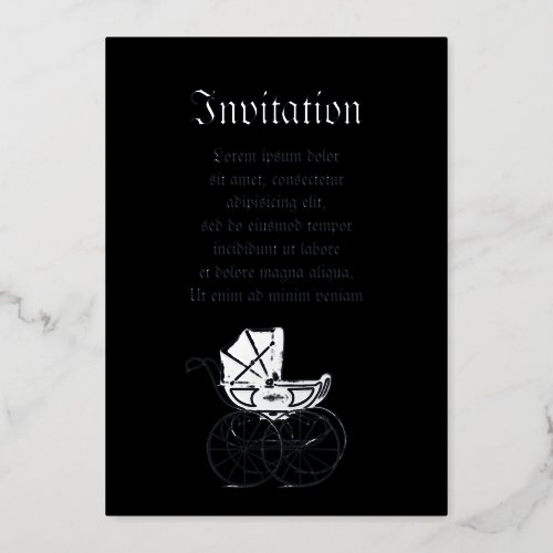 Gothic Baby Carriage Foil Invitation