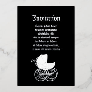 Gothic Baby Carriage Foil Invitation