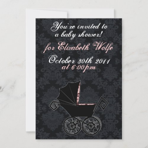 'Gothic Baby Carriage- Girl' Invitation