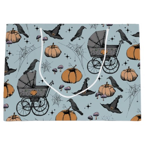 Gothic Baby Carriage Halloween Blue Large Gift Bag