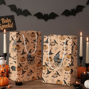 Gothic Baby Carriage Halloween Orange Small Gift Bag