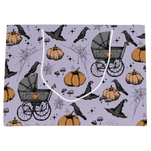 Gothic Baby Carriage Halloween Purple Large Gift Bag