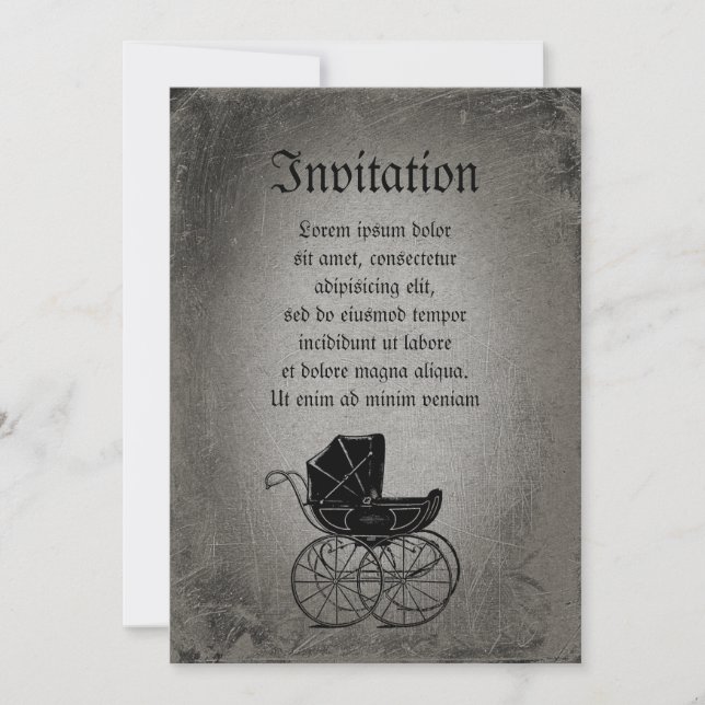 Gothic Baby Carriage Invitation (Front)