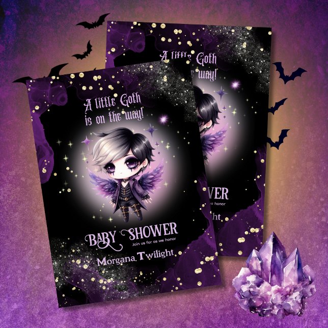 Gothic Baby Cute Boy  Moonlight Lullabies Invitation (Creator Uploaded)