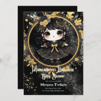 Gothic Baby Shower Cute Girl Moonlight Lullabies Invitation