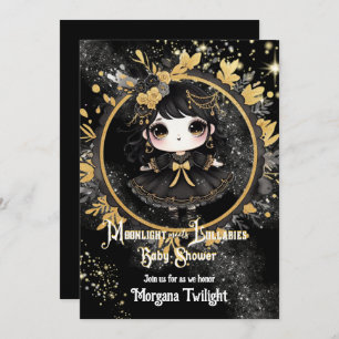 Gothic Baby Shower Cute Girl Moonlight Lullabies Invitation