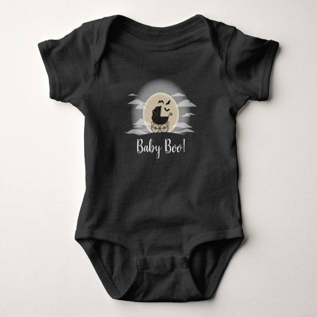 Gothic Baby Shower Halloween Carriage Baby Bodysuit (Front)