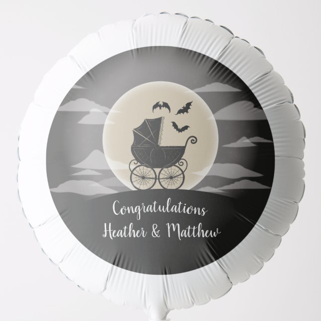 Gothic Baby Shower Halloween Carriage Balloon (Front)