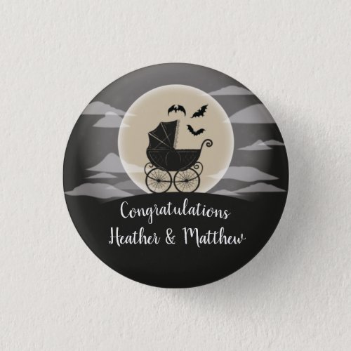 Gothic Baby Shower Halloween Carriage Button