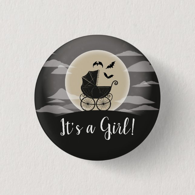 Gothic Baby Shower Halloween Carriage Button (Front)