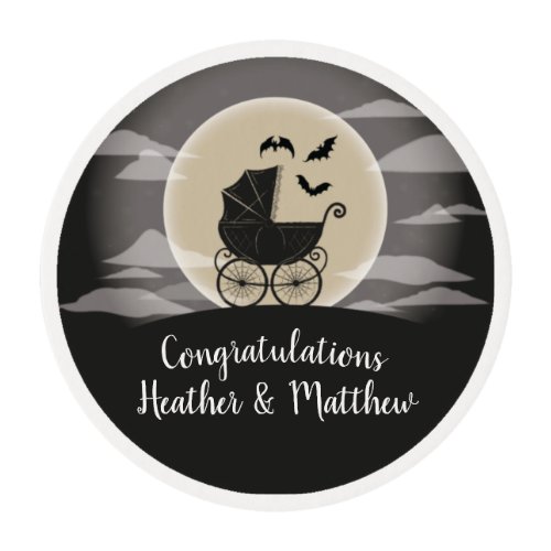 Gothic Baby Shower Halloween Carriage Edible Frosting Rounds