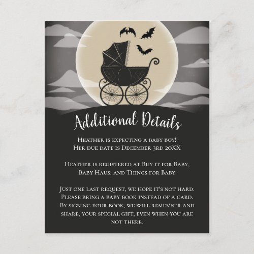 Gothic Baby Shower Halloween Carriage Enclosure Card