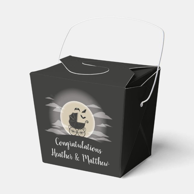 Gothic Baby Shower Halloween Carriage Favor Boxes (Front Side)