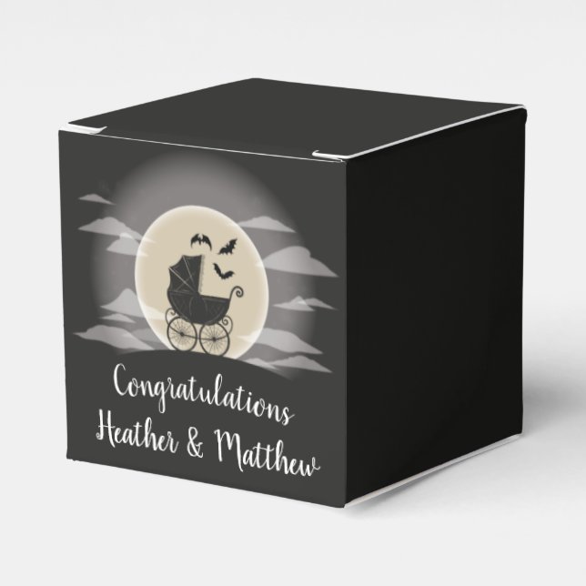 Gothic Baby Shower Halloween Carriage Favor Boxes (Front Side)