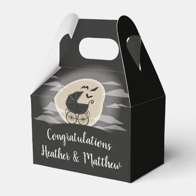 Gothic Baby Shower Halloween Carriage Favor Boxes (Front Side)