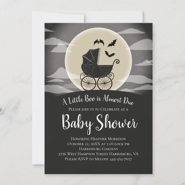 Gothic Baby Shower Halloween Carriage Invitation (Front)