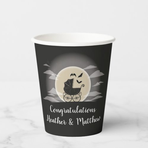Gothic Baby Shower Halloween Carriage Paper Cups