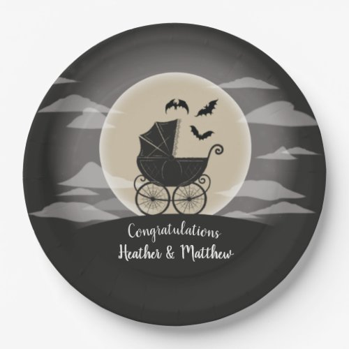 Gothic Baby Shower Halloween Carriage Paper Plates