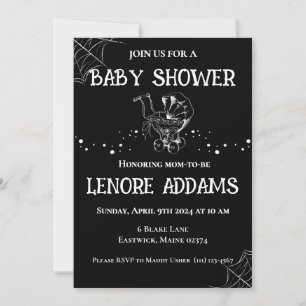 Gothic Baby Shower Invitation Black and White