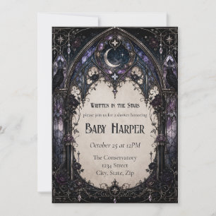 Gothic Baby Shower Invitation Moonlit Cathedral