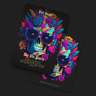 Gothic Bachelorette Party Purple Pink Boho Skull Invitation