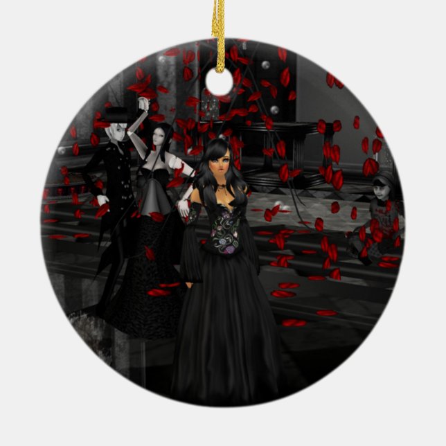 Gothic Ball Room Round Ornament (Back)