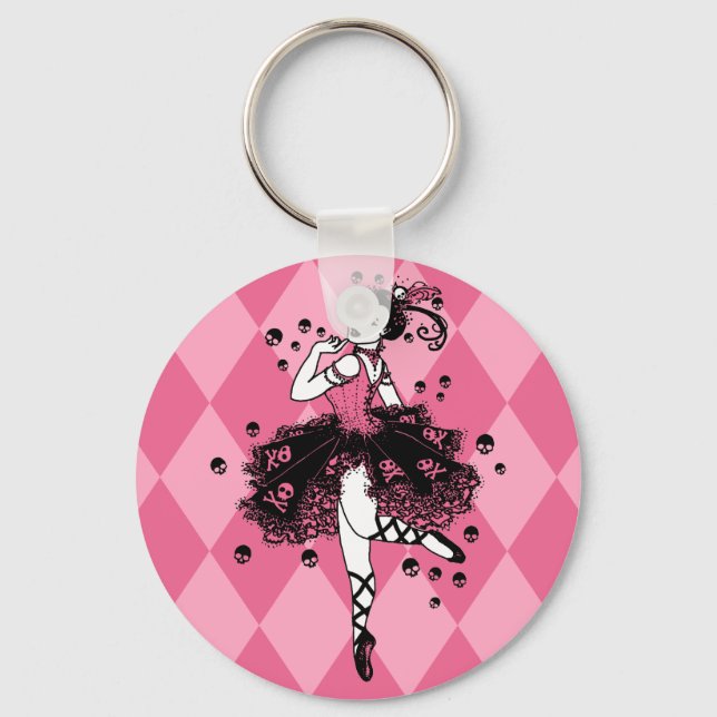 Gothic Ballerina in Pink Keychain (Front)