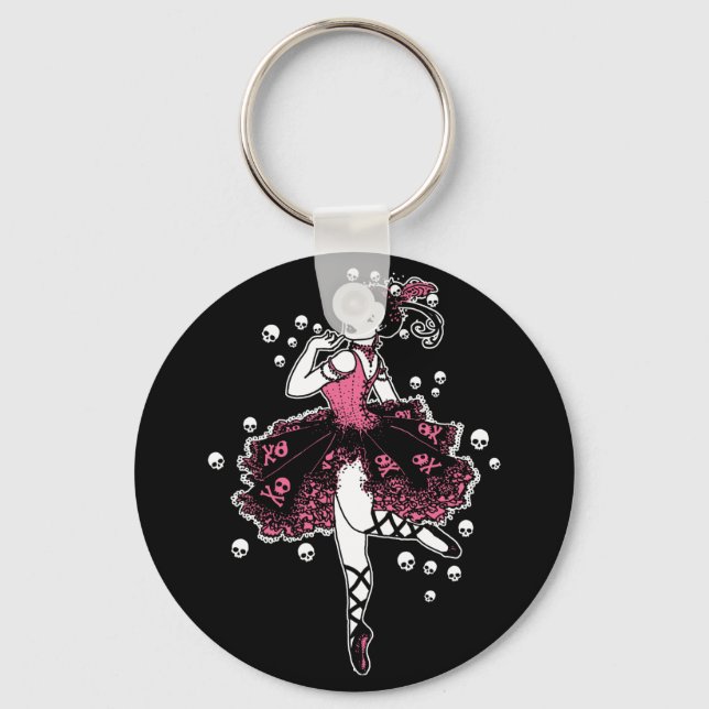 Gothic Ballerina in Pink Keychain (Front)