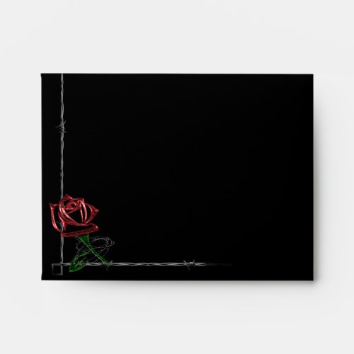 Gothic Barbed Wire and Rose Elegant RSVP Response Envelope