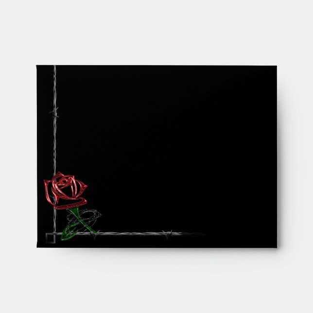 Gothic Barbed Wire and Rose Elegant RSVP Response Envelope (Front)
