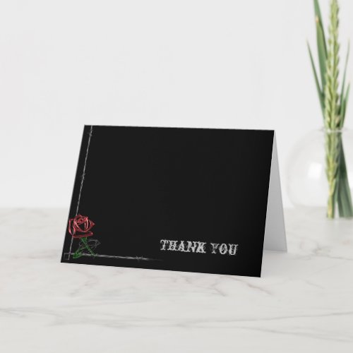 Gothic Barbed Wire and Rose Elegant Thank You card