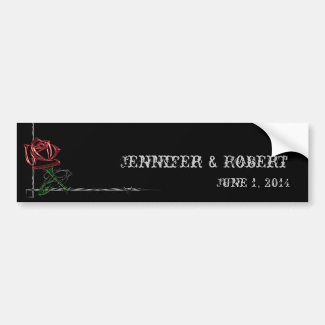 Gothic Barbed Wire and Rose Elegant Wine Label (Front)