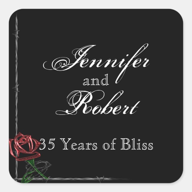 Gothic Barbed Wire and Rose Frame Envelope Seal (Front)