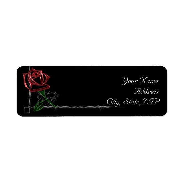 Gothic Barbed Wire and Rose Return Address Label (Front)