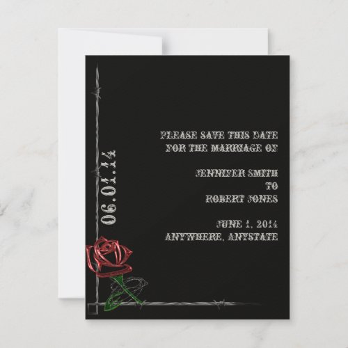 Gothic Barbed Wire and Rose Save the Date card