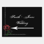 Gothic Barbed Wire And Rose Wedding Direction Sign at Zazzle