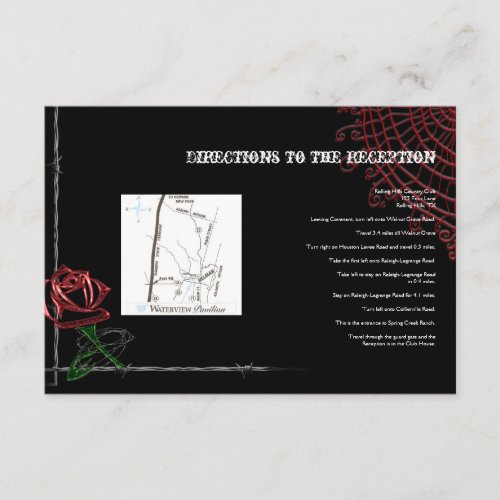 Gothic Barbed Wire and Rose Wedding Directions v2 Enclosure Card