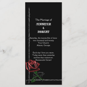 Gothic Barbed Wire and Rose Wedding Program