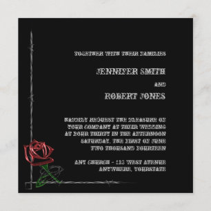 Gothic Barbed Wire Rose Wedding Invitation
