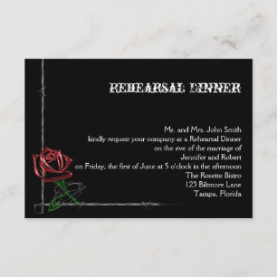 Gothic Barbed Wire Rose Wedding Rehearsal Dinner Invitation