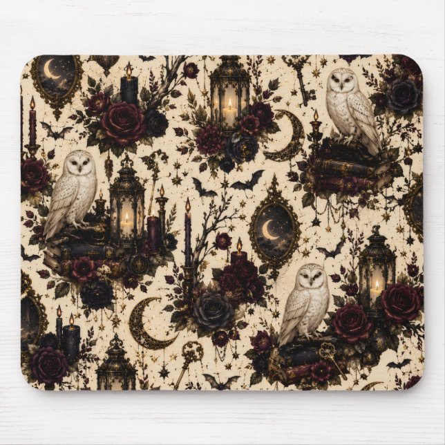 Gothic Barn Owl Mousepad (Front)