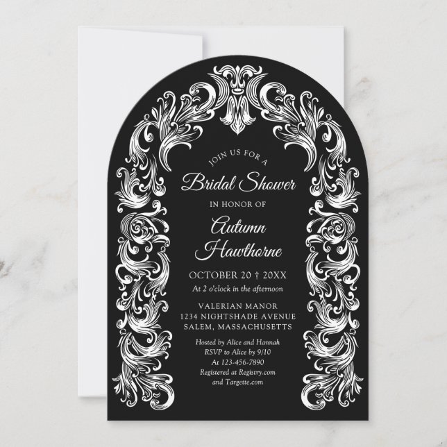 Gothic Baroque Arch Bridal Shower Invitation (Front)