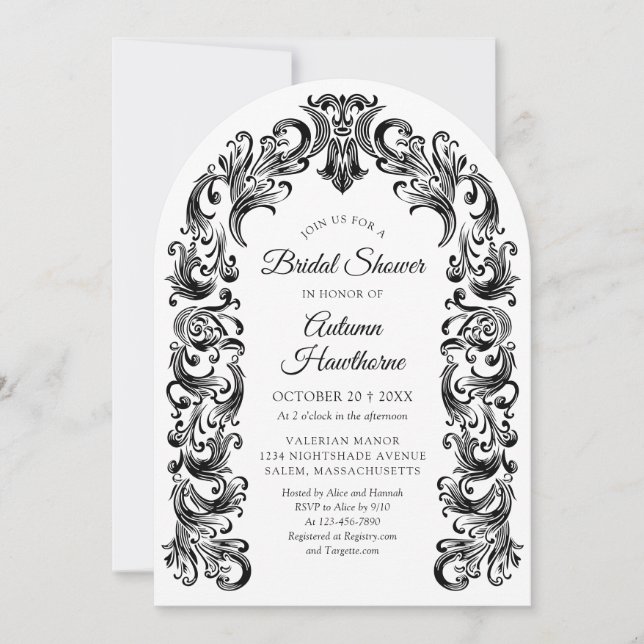 Gothic Baroque Arch Bridal Shower Invitation (Front)