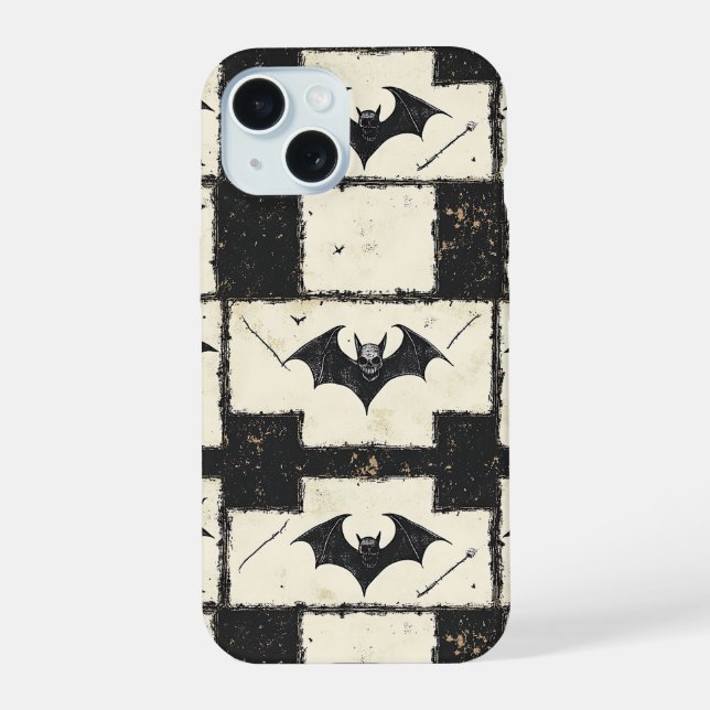 Gothic Bat Grunge Halloween Pattern Iphone Case (Back)
