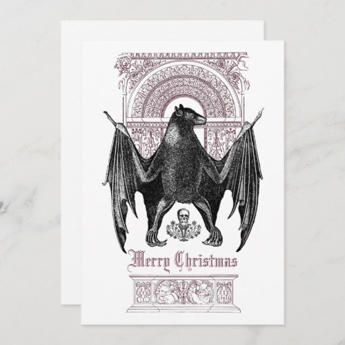 Gothic Bat Merry Christmas Holiday Card