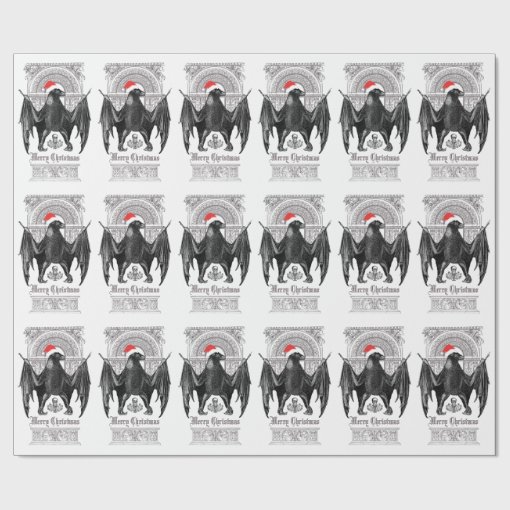 Gothic Bat Merry Christmas Holiday Wrapping Paper Zazzle
