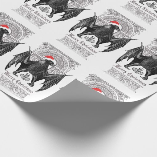 Gothic Bat Merry Christmas Holiday Wrapping Paper Zazzle