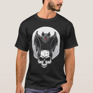 Gothic Bat Moon Wicca Skull T-Shirt